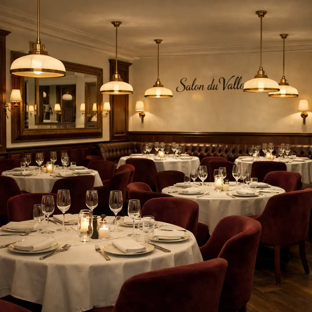 Salle du restaurant Salon du Vallon avec ses tables dressées